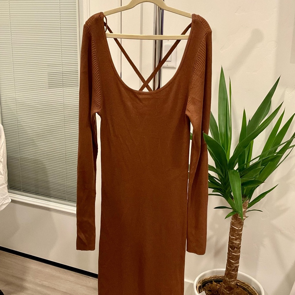 size M long brown dress